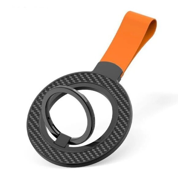 Magnetic Ring With Orange Strap For Secure Phone Holding & Stand - Picture 3 of 6